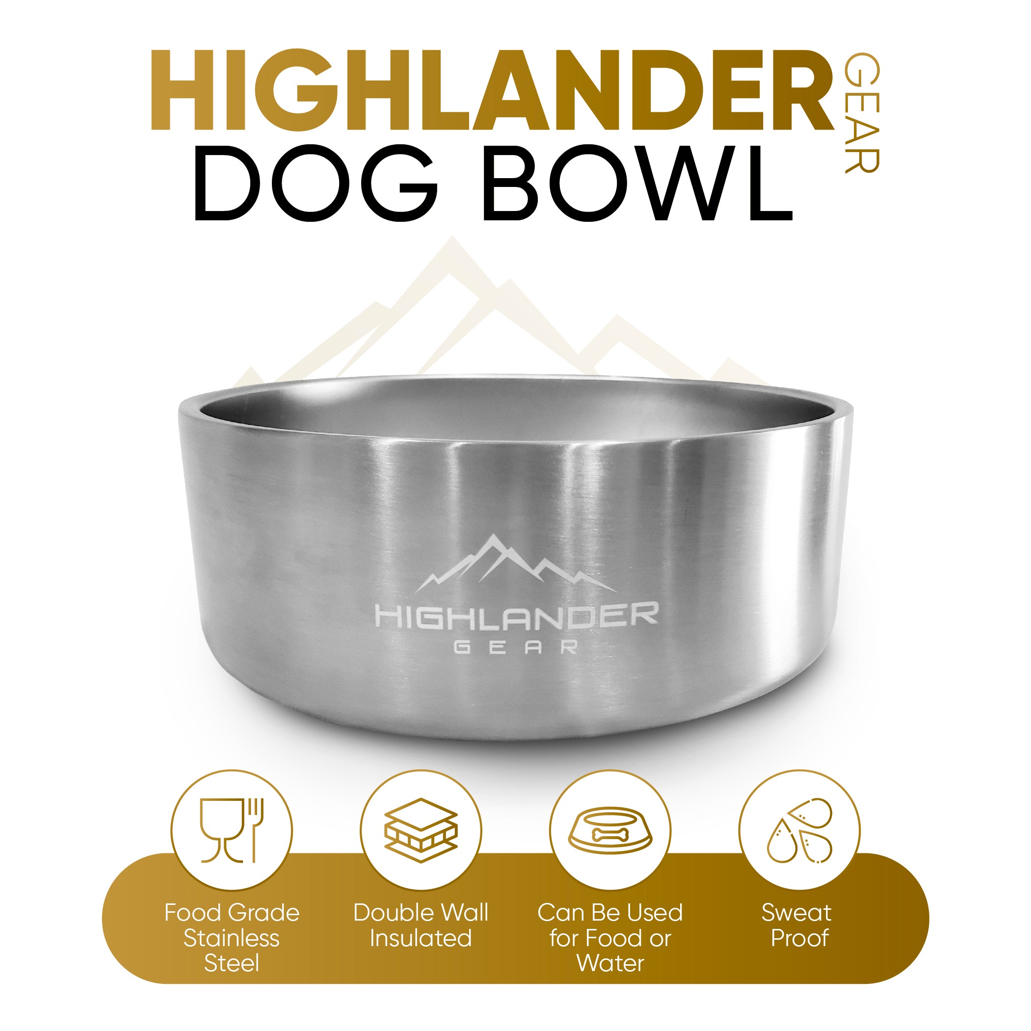 Highlander Gear Stainless Steel Dog Bowl